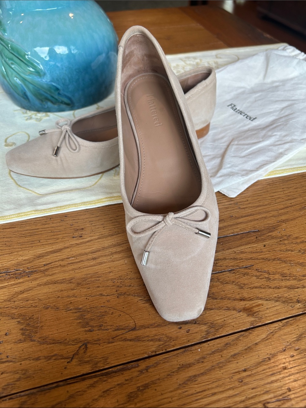 Flattered square toe suede flats